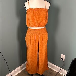 Aerie Orange Wide Leg Two-Piece Set